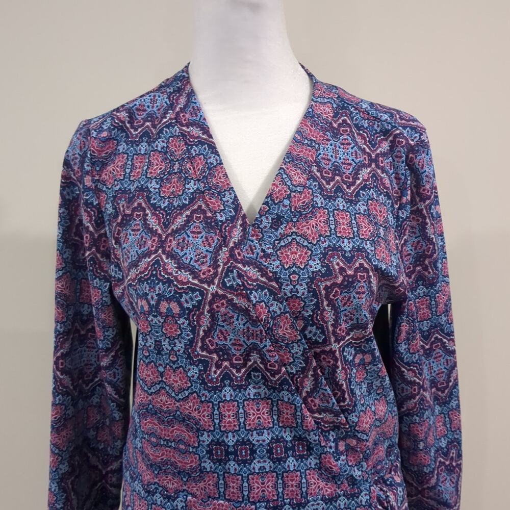 Cabana Life M Purple Pink Medallion Print Wrap Dress Colorful Resortwear Vaca